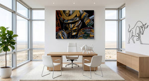 Samurai Golden Armor โ samurai golden armor office space with furniture 1land flush print