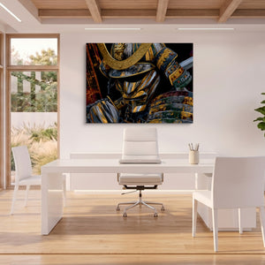 Samurai Golden Armor โ samurai golden armor sq beach house office 1land flush print