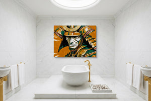 Samurai Golden Hour โ samurai golden hour luxury bathroom interior 2 1land flush print