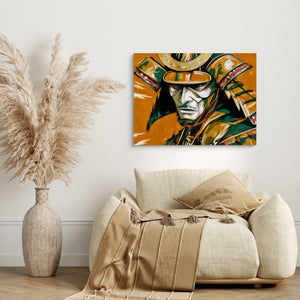 Samurai Golden Hour โ samurai golden hour sq beige couch 1land flush print