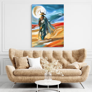 Samurai Moon Rising โ samurai moon rising sq brown living room 1port flush print