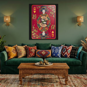 Samurai Queen Hearts Card — Samurai Queen Hearts Card Cozy Green Port 69
