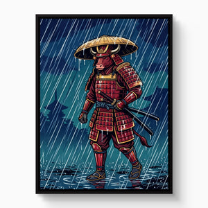 Samurai Rainy Vigil โ samurai rainy vigil white studio framed black