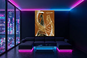 Samurai Standoff Geometric โ samurai standoff geometric modern living room with neon lights 1port flush print