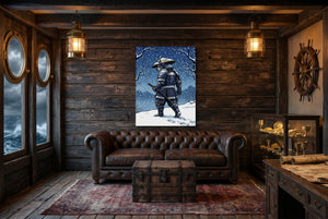 Samurai Winter Vigil โ samurai winter vigil small cabin interior view 1port flush print