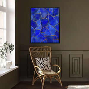 Sapphire Mosai - Geometric Gold Canvas Wall Art