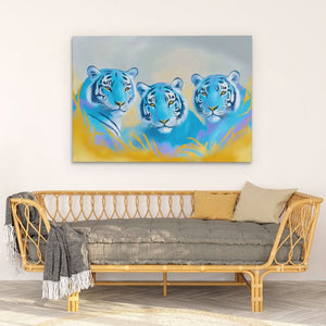 Sapphire Predators - Tiger Wall Art in Black Frame