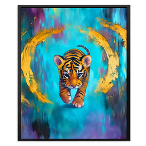 Sapphire Stripes - Blue Big Cat Canvas Print