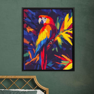 Scarlet Jungle Jewel - Blue Wall Art for Living Room