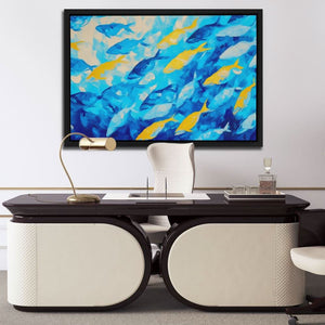 School of Blues - Large Abstract Canvas Print