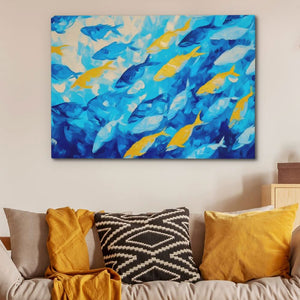 School of Blues - Fish Wall Art in Black Frame