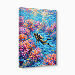 Scuba Diver Coral โ scuba diver coral angled flush print