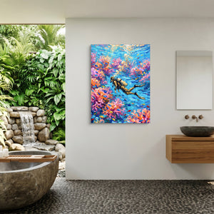 Scuba Diver Coral โ scuba diver coral sq outdoor bathroom 1port flush print