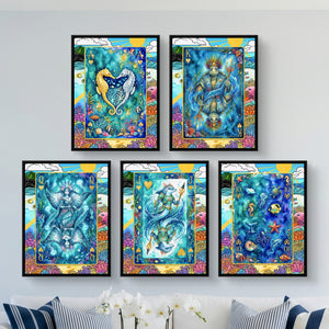 Sea Creature Hearts Royal Flush framed set in a bright living room