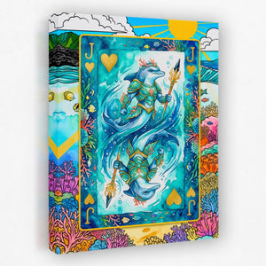 Sea Creature Jack of Hearts Card canvas wall art, room view