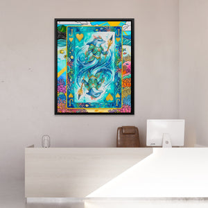 Sea Creature Jack of Hearts Card canvas wall art, room view