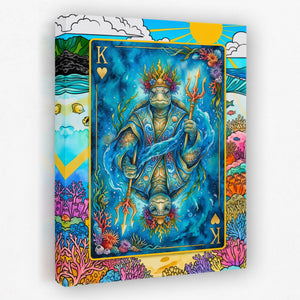 Sea Creature King of Hearts Card — Sea Creature King of Hearts Card Portrait Side View Mirror 158