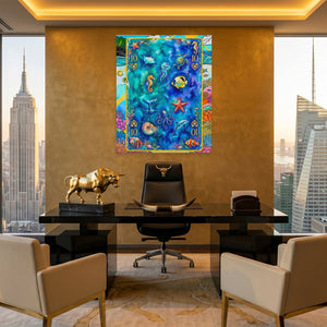 Sea Creature Ten of Hearts Card canvas wall art, room view