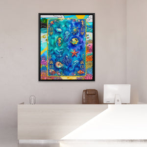 Sea Creature Ten of Hearts Card canvas wall art, room view