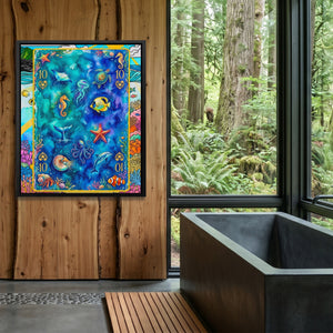 Sea Creature Ten of Hearts Card canvas wall art, room view