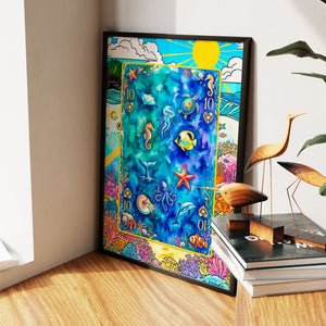 Sea Creature Ten of Hearts Card canvas wall art, room view
