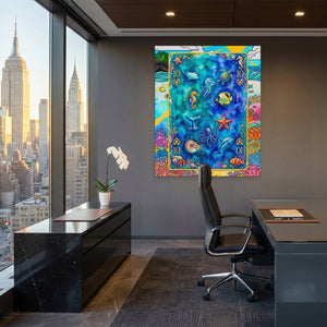 Sea Creature Ten of Hearts Card canvas wall art, room view