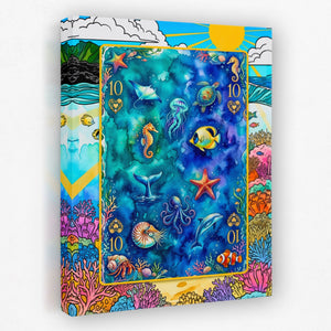 Sea Creature Ten of Hearts Card canvas wall art, room view