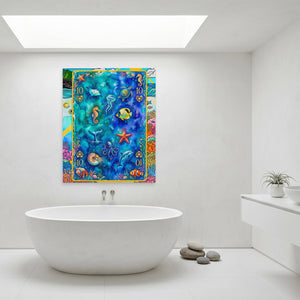 Sea Creature Ten of Hearts Card canvas wall art, room view