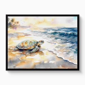 Sea Turtle Ocean Dawn — sea turtle ocean dawn white studio framed black