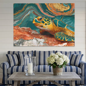 Sea Turtle Teal โ Sea Turtle Teal Striped Couch Land 196