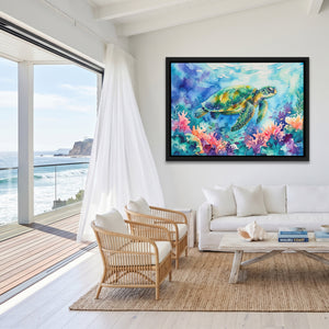 Sea Turtle Watercolor โ Sea Turtle Watercolor Malibu Beach Land 108