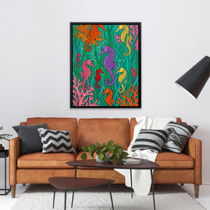 Seahorse Coral Celebration — Seahorse Coral Celebration Orange Couch 145