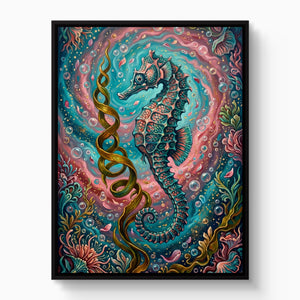 Seahorse Ocean Bloom โ seahorse ocean bloom white studio framed black