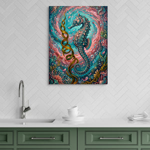 Seahorse Ocean Bloom โ seahorse ocean bloom sq green kitchen 1port flush print