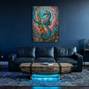 Seahorse Ocean Bloom โ seahorse ocean bloom sq underwater den 1port flush print