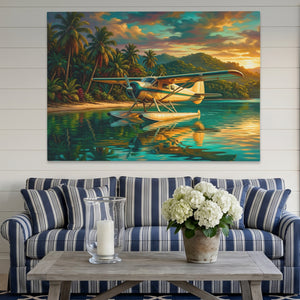 Seaplane Tropical Sunset โ Seaplane Tropical Sunset Striped Couch Land 198