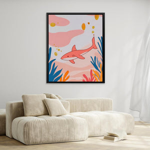 Seeking Pink Shark - Luxury Wall Art