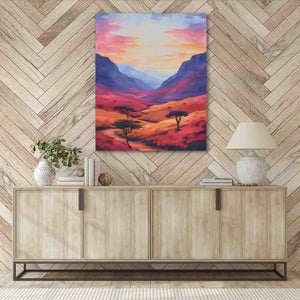 Serene Valley - Mountain Wall Art in Black Frame
