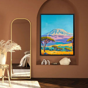 Serengeti and Kilimanjaro - Blue Canvas Wall Art