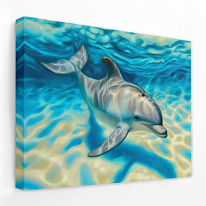 Shallow Penguin - Beach Canvas Wall Art