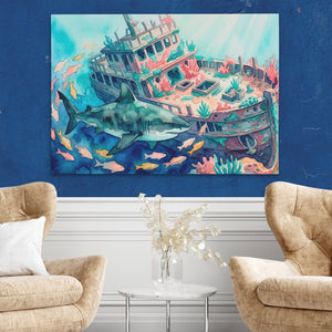 Shark Shipwreck Sanctuary โ Shark Shipwreck Sanctuary Two Chairs Blue Walls2 135