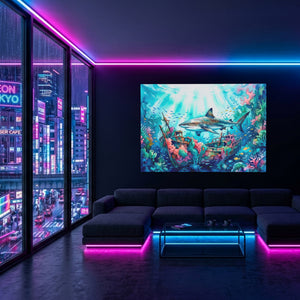Shark Sunken Sanctuary โ Shark Sunken Sanctuary Blue Pink Neon Room Land 32