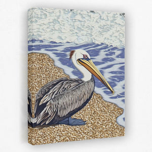 Shoreline Pelican - Beach House Canvas Wall Art