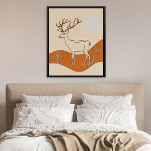 Silent Deer - Minimalist Wall Art in Black Frame
