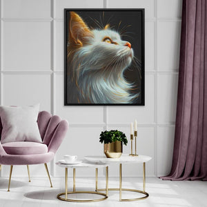Silent Feline - Cat Wall Art in Black Frame