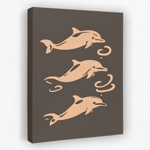 Simple Dolphin Illustration - Beach House Canvas Wall Art