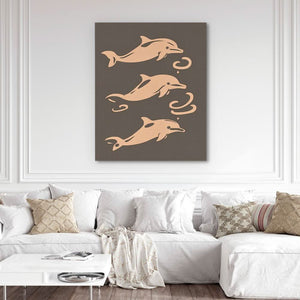 Simple Dolphin Illustration - Coastal Wall Art in Black Frame