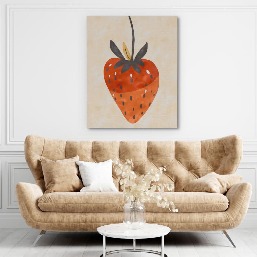 Simple Strawberry - Neutral Strawberry Canvas Print