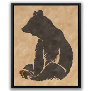 Sitting Brown Bear - Modern Earth Tones Canvas Wall Art