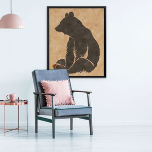 Sitting Brown Bear - Large Minimalist Canvas Print